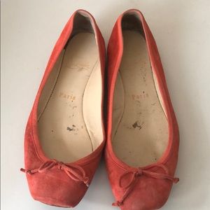 Christian Louboutun coral suede flats